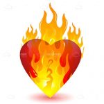 Red Heart Burning in Flames